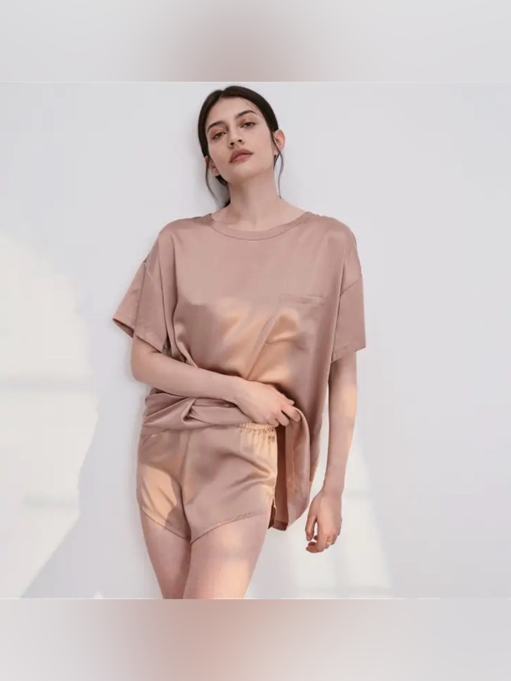 Lunya | Washable Silk Tee Set‎ | in Otium Tan | Women’s Size Large
